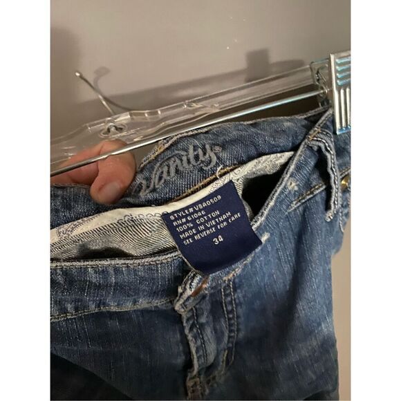 Vanity Light Wash Distressed Denim Jean Shorts Size 34 - Picture 5 of 5